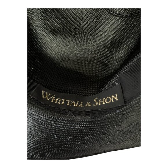 Vtg Whittall & Shon Black Wide-Brim Hat with Gold Sequin Crown & Studded Band - Picture 4 of 4